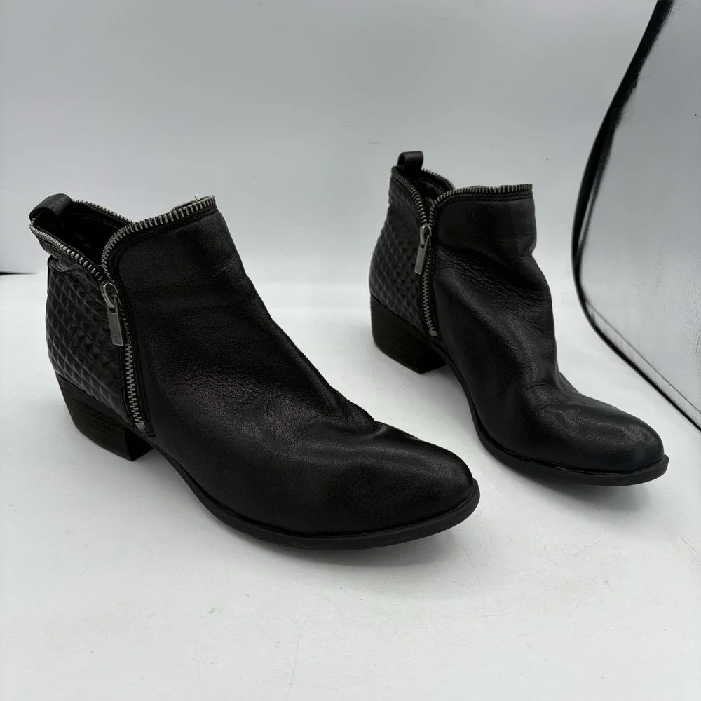 Lucky Brand Ankle Boots Womens Size 9 M Bartalino Black‎ Double Zip Booties